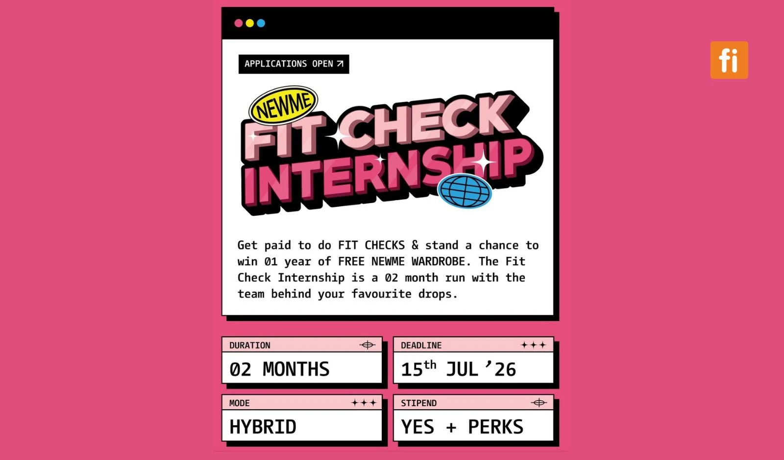 NEWME Launches World's First Paid Fit Check Internship